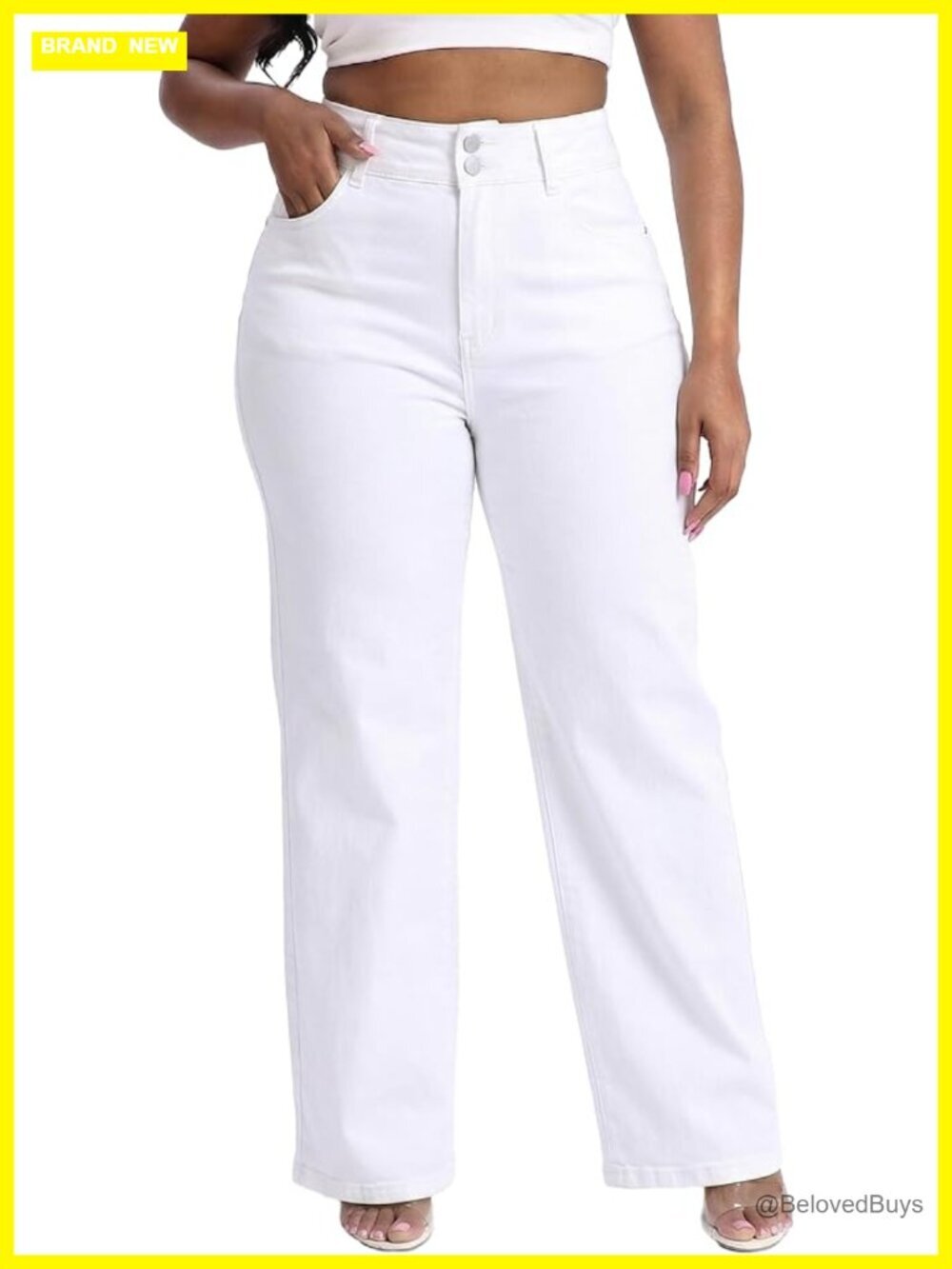 Plus Size Straight Leg Jeans High Waisted Stretchy Loose Denim Pants with